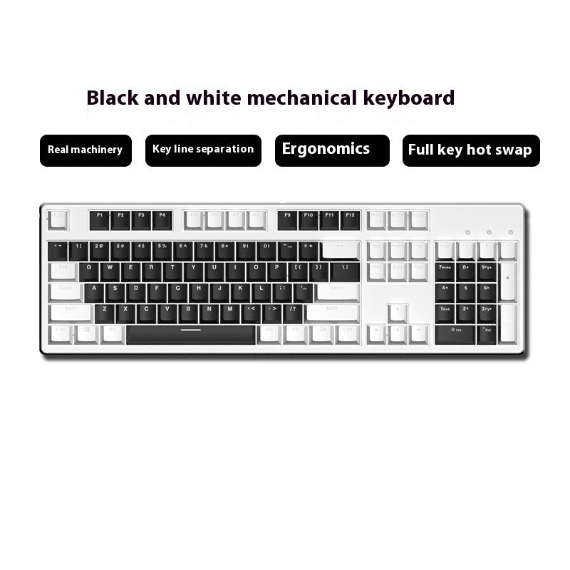Wired Two-Color Mechanical Keyboard with Hot-Swappable Switches