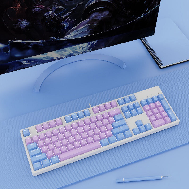 Wired Two-Color Mechanical Keyboard with Hot-Swappable Switches