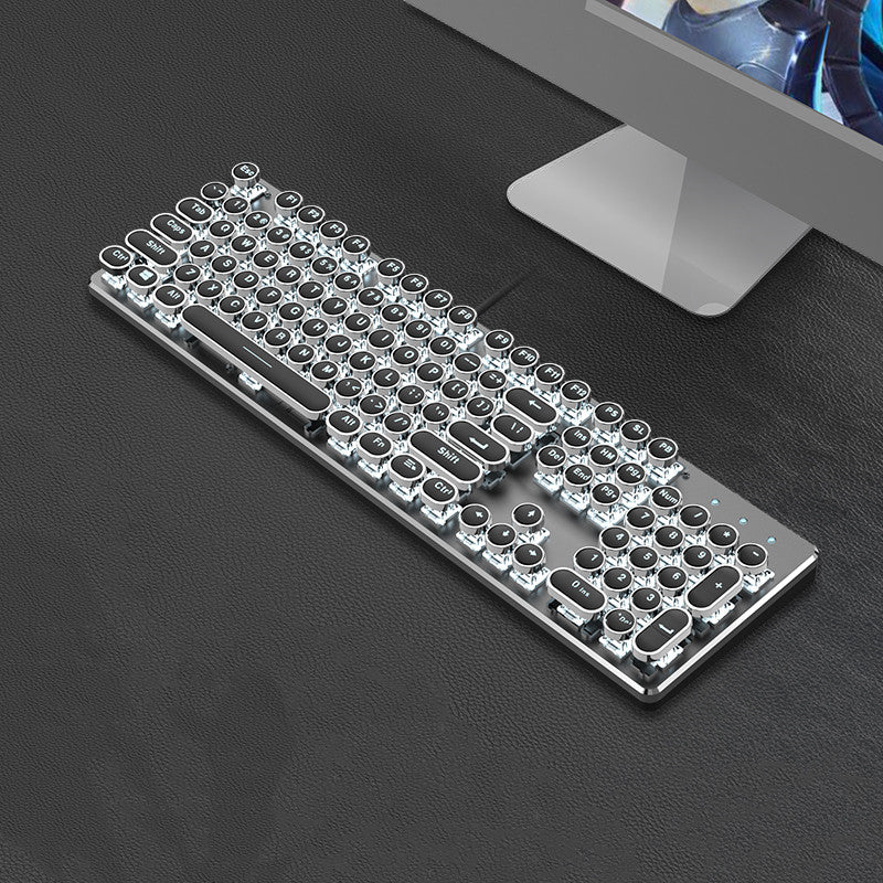 Steampunk 87-Key Wired Mechanical Keyboard and Mouse Set for Desktop and Laptop