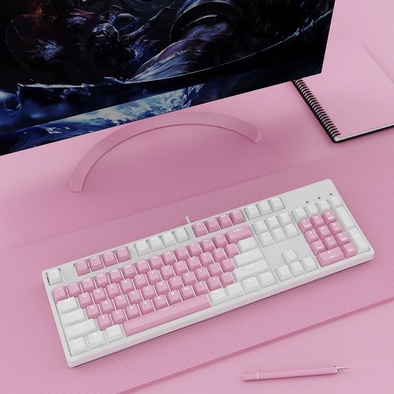 Wired Two-Color Mechanical Keyboard with Hot-Swappable Switches