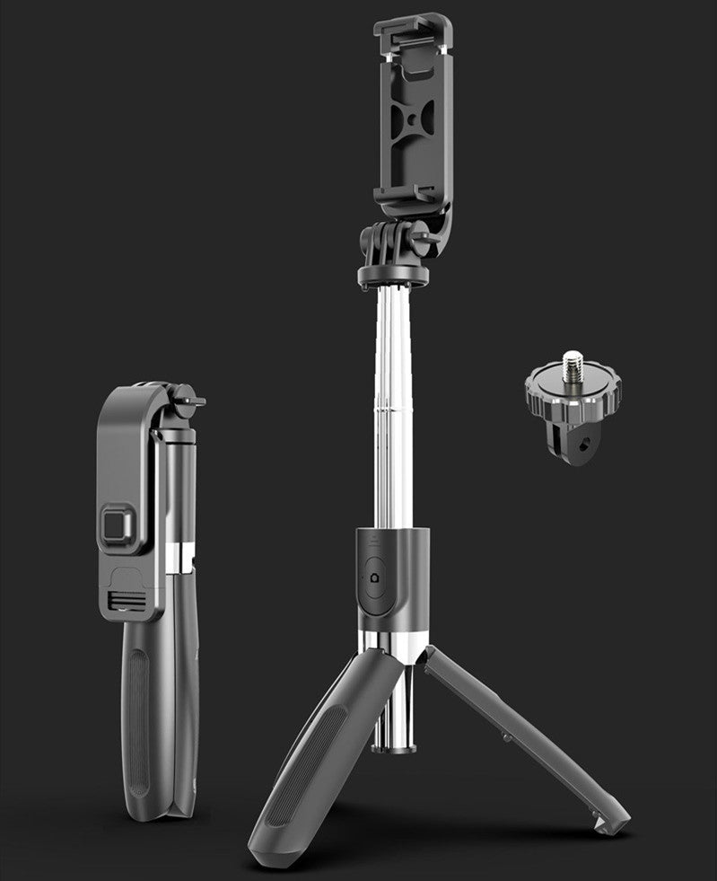 Universal Bluetooth Selfie Stick Tripod with Triangle Phone Holder for Live