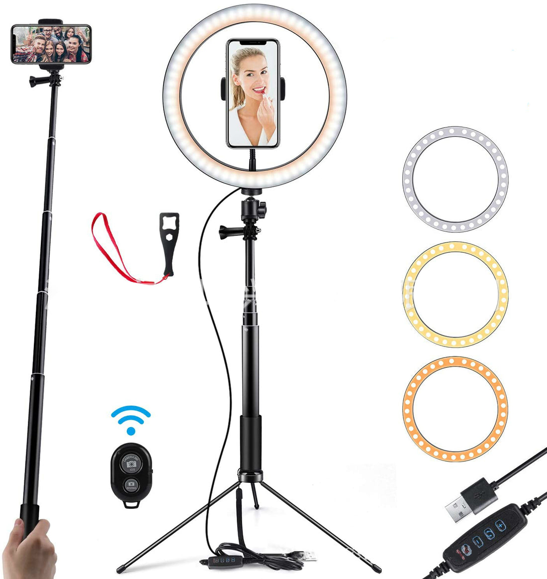 10 LED Dimmable Ring Light with Tripod for Phone Selfies and Video