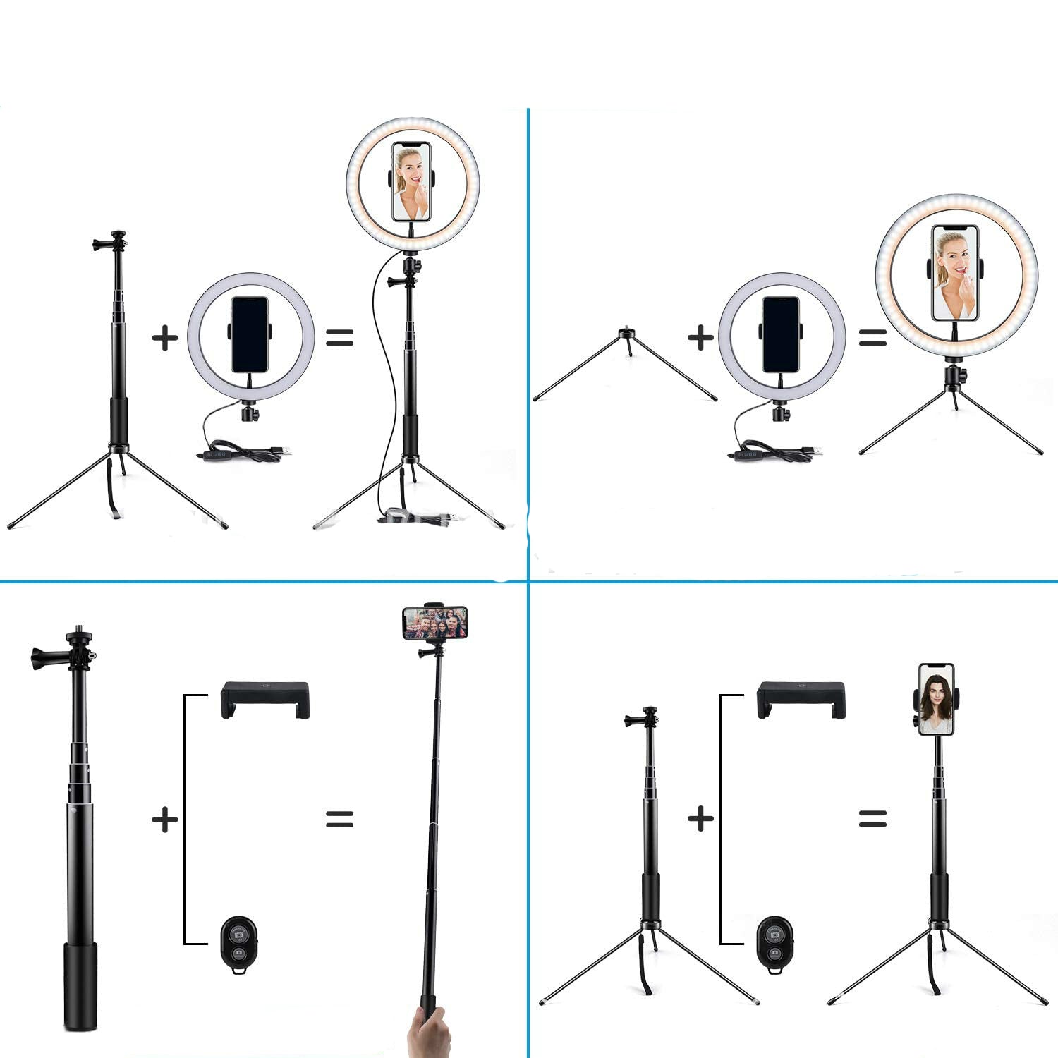 10 LED Dimmable Ring Light with Tripod for Phone Selfies and Video