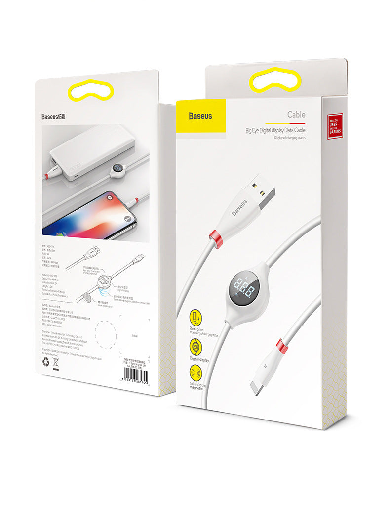 Baseus Digital Display USB Charging Cable for Apple iPhone X/8/XS and Mobile Devices