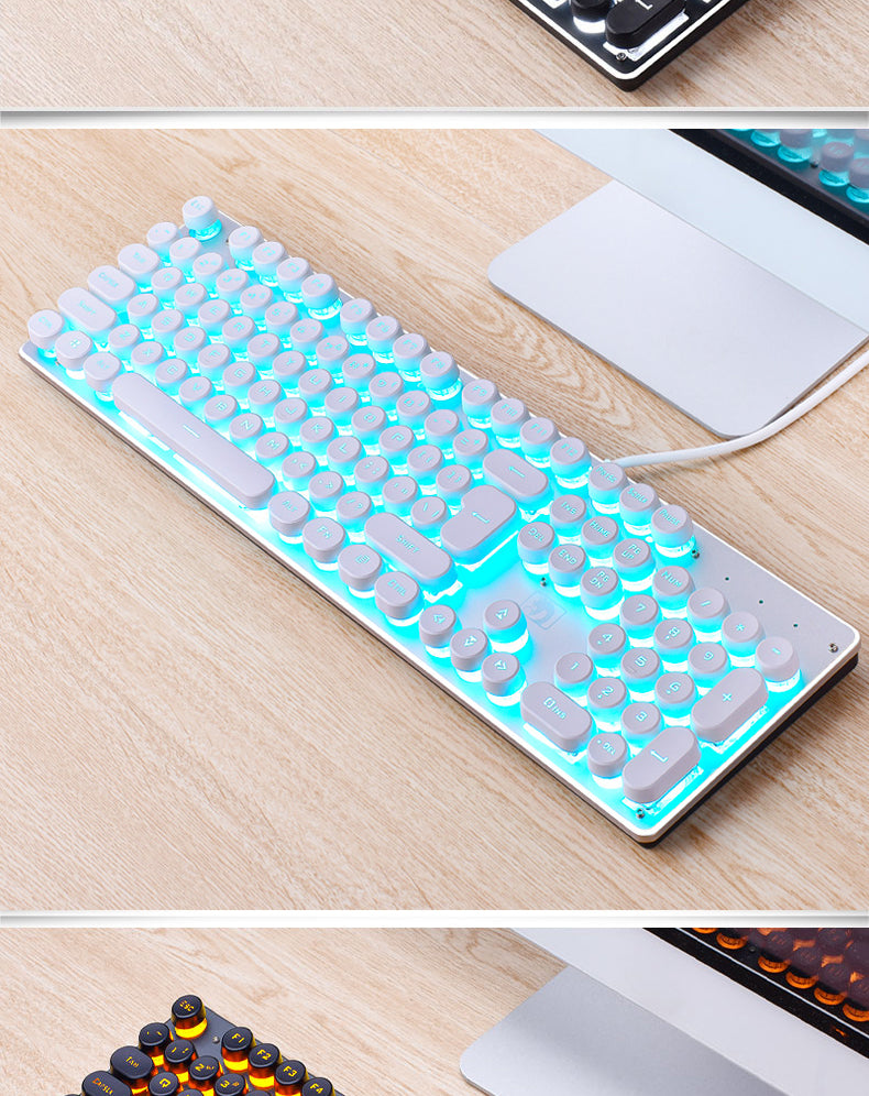 Wired Retro Luminous Gaming Keyboard for Desktop and Home