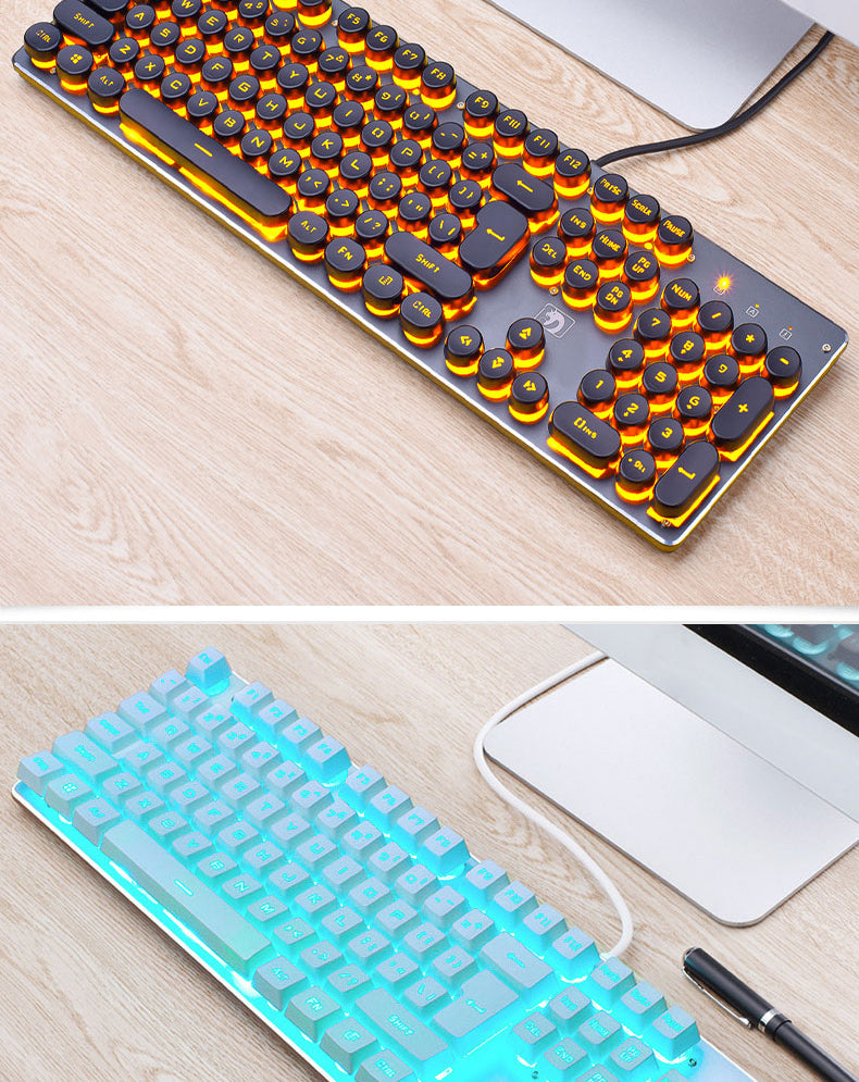 Wired Retro Luminous Gaming Keyboard for Desktop and Home