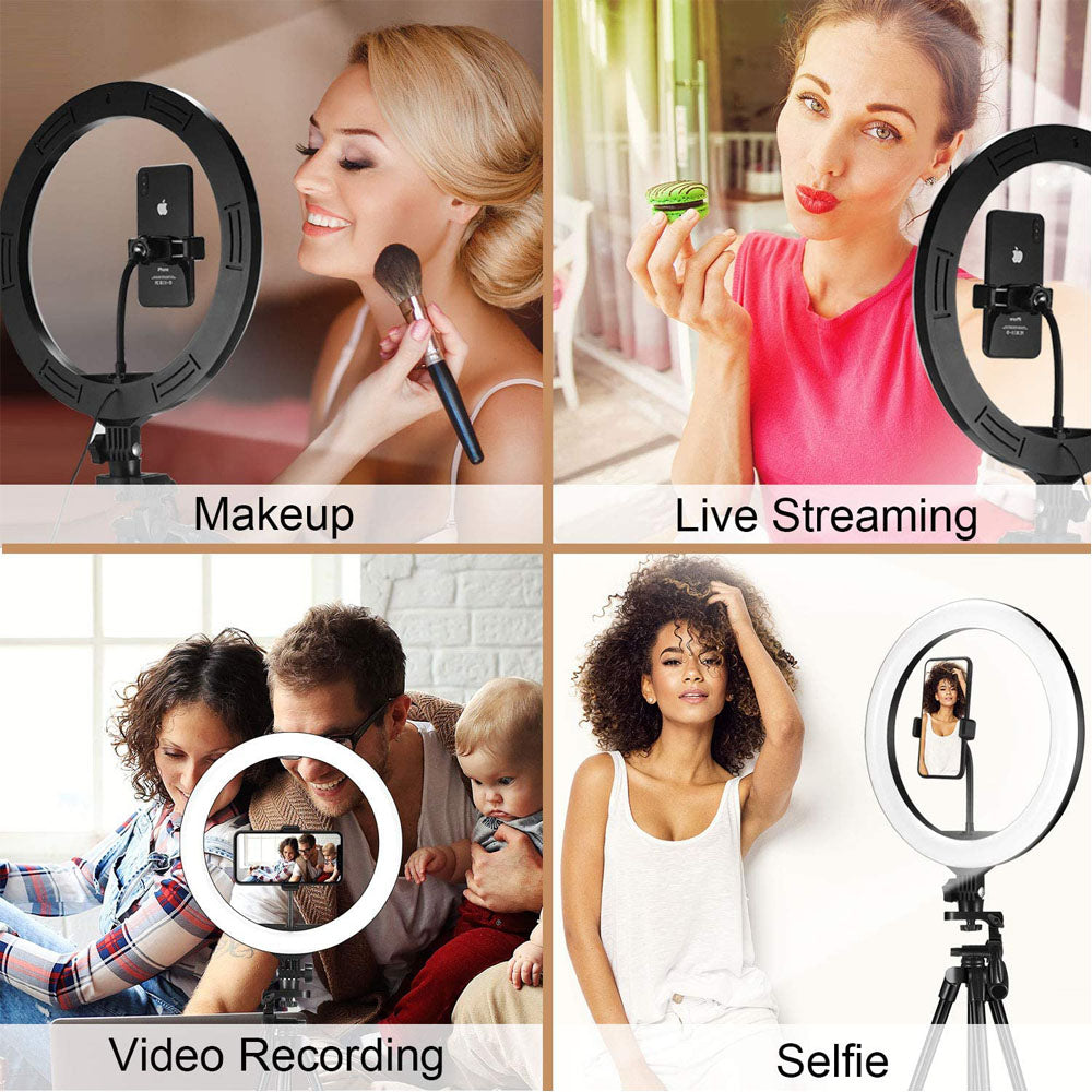 Dimmable USB LED Selfie Ring Light with Tripod for Apple Devices