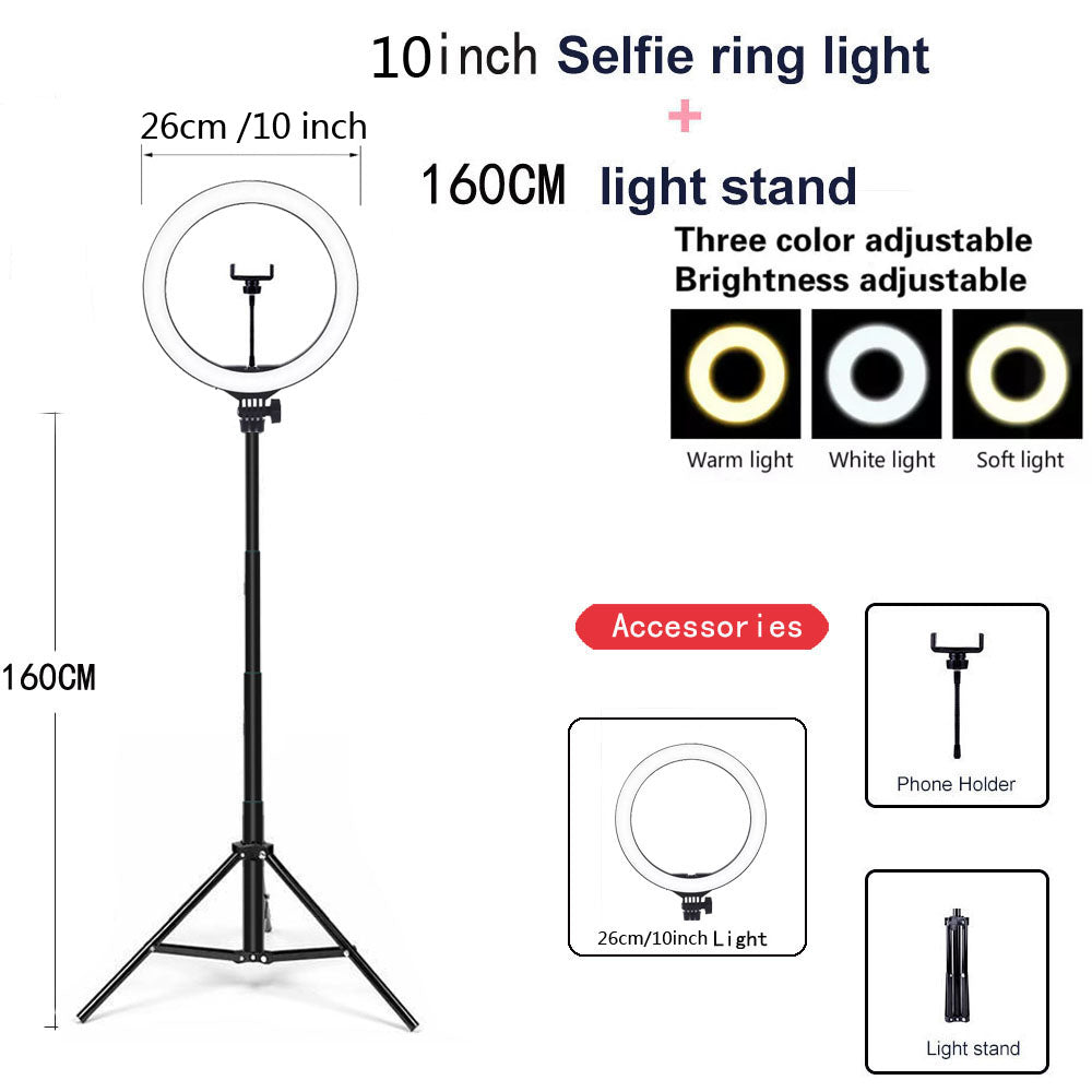 Dimmable USB LED Selfie Ring Light with Tripod for Apple Devices