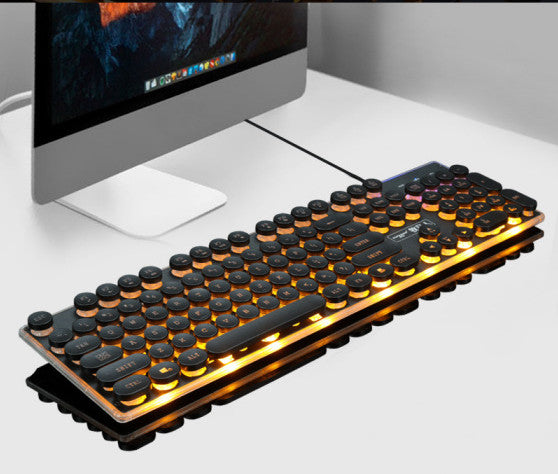 Forerunner GX60 Retro USB Wired Mechanical Gaming Keyboard with Glowing Keys