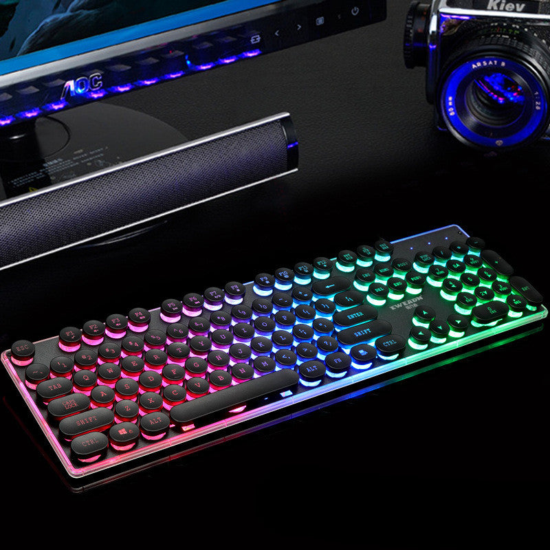Forerunner GX60 Retro USB Wired Mechanical Gaming Keyboard with Glowing Keys