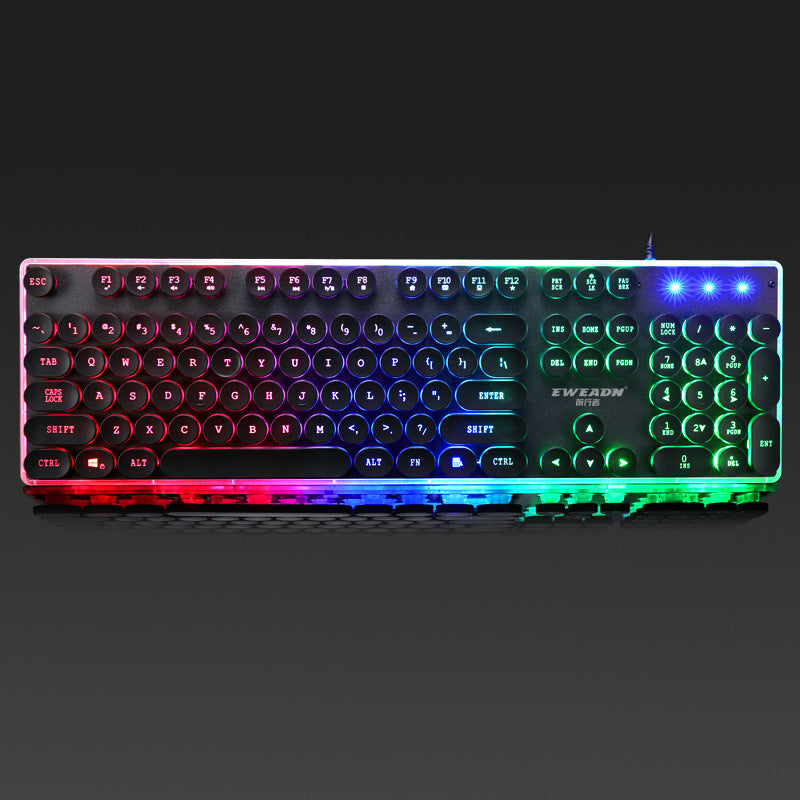 Forerunner GX60 Retro USB Wired Mechanical Gaming Keyboard with Glowing Keys