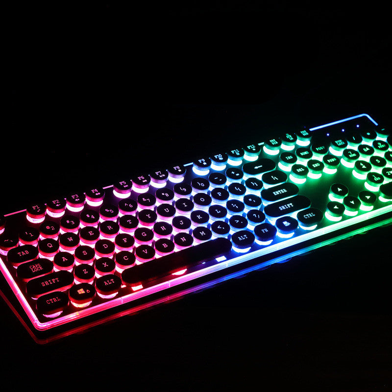 Forerunner GX60 Retro USB Wired Mechanical Gaming Keyboard with Glowing Keys