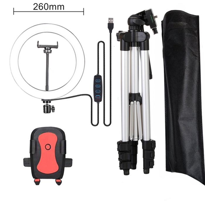 Aluminum Alloy Ring Light with Tripod, Phone Holder, and Remote Control