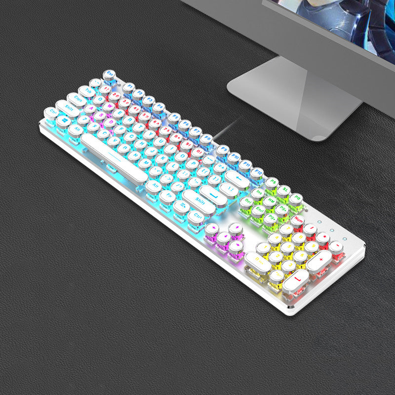 Steampunk 87-Key Wired Mechanical Keyboard and Mouse Set for Desktop and Laptop