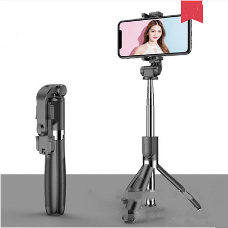 Universal Bluetooth Selfie Stick Tripod with Triangle Phone Holder for Live