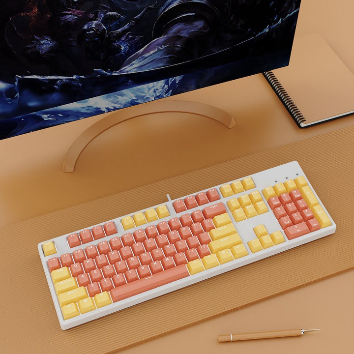 Wired Two-Color Mechanical Keyboard with Hot-Swappable Switches