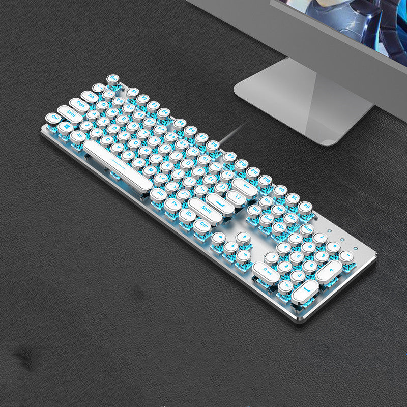 Steampunk 87-Key Wired Mechanical Keyboard and Mouse Set for Desktop and Laptop