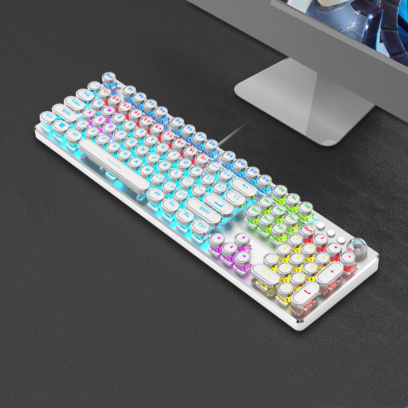 Steampunk 87-Key Wired Mechanical Keyboard and Mouse Set for Desktop and Laptop