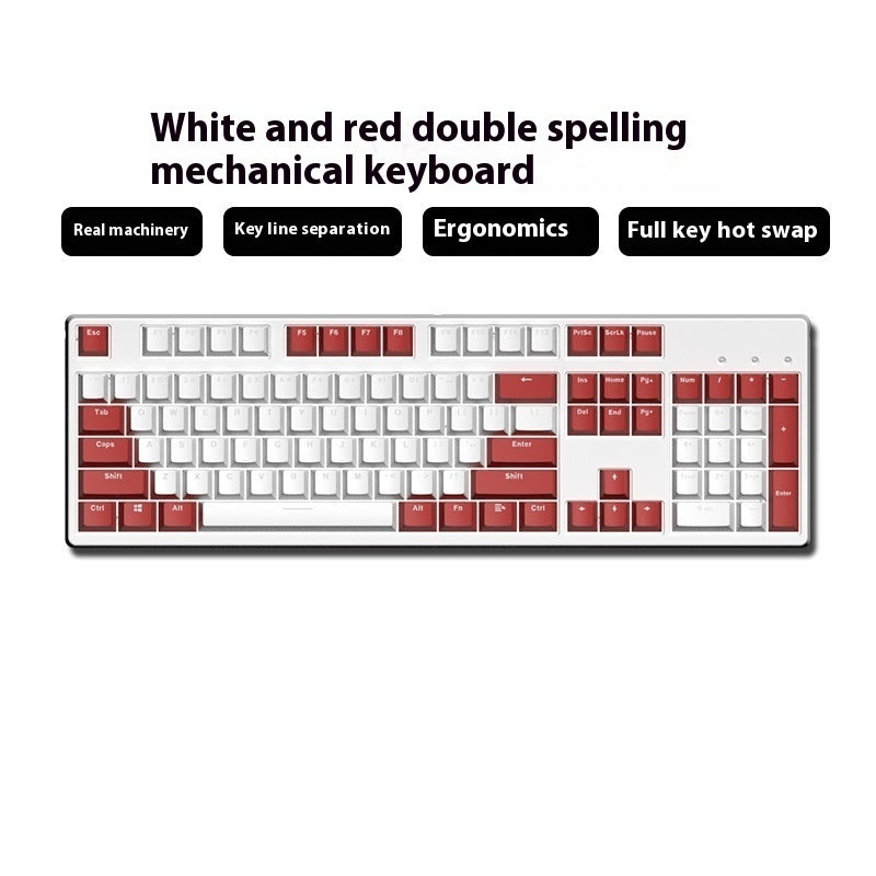 Wired Two-Color Mechanical Keyboard with Hot-Swappable Switches