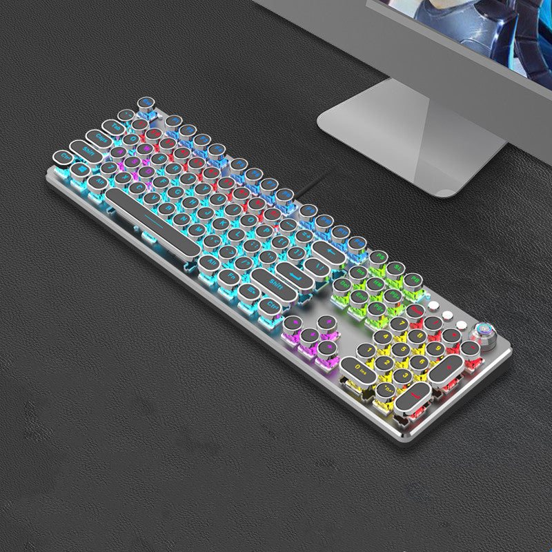 Steampunk 87-Key Wired Mechanical Keyboard and Mouse Set for Desktop and Laptop