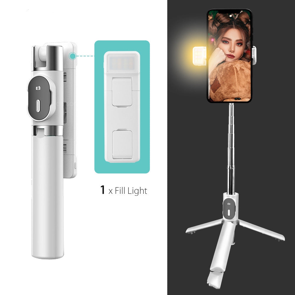 Bluetooth LED Fill Light Selfie Stick with Integrated Tripod for Apple