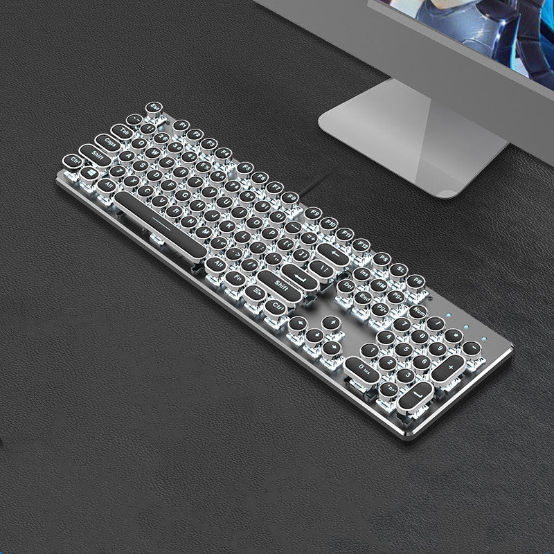 Steampunk 87-Key Wired Mechanical Keyboard and Mouse Set for Desktop and Laptop