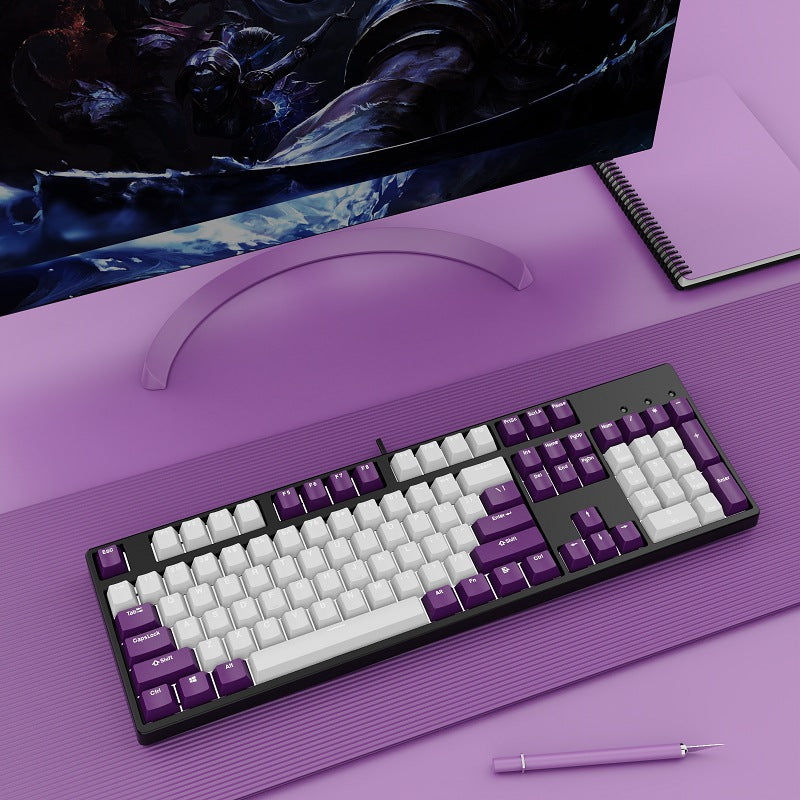 Wired Two-Color Mechanical Keyboard with Hot-Swappable Switches