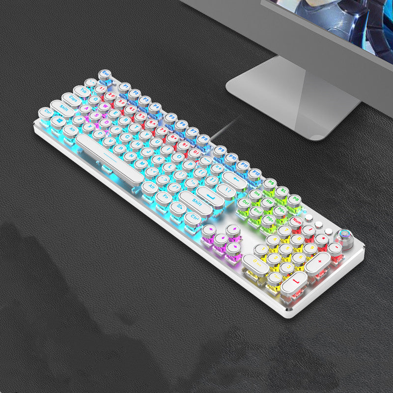 Steampunk 87-Key Wired Mechanical Keyboard and Mouse Set for Desktop and Laptop