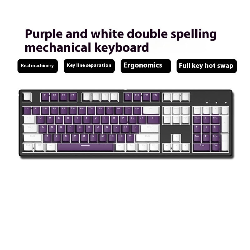 Wired Two-Color Mechanical Keyboard with Hot-Swappable Switches