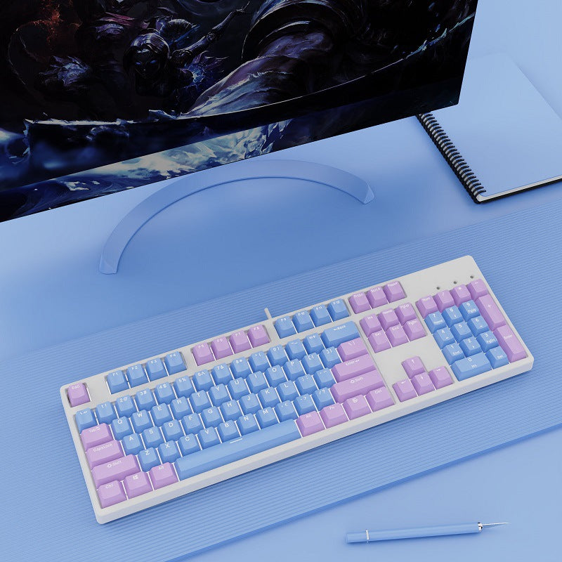 Wired Two-Color Mechanical Keyboard with Hot-Swappable Switches