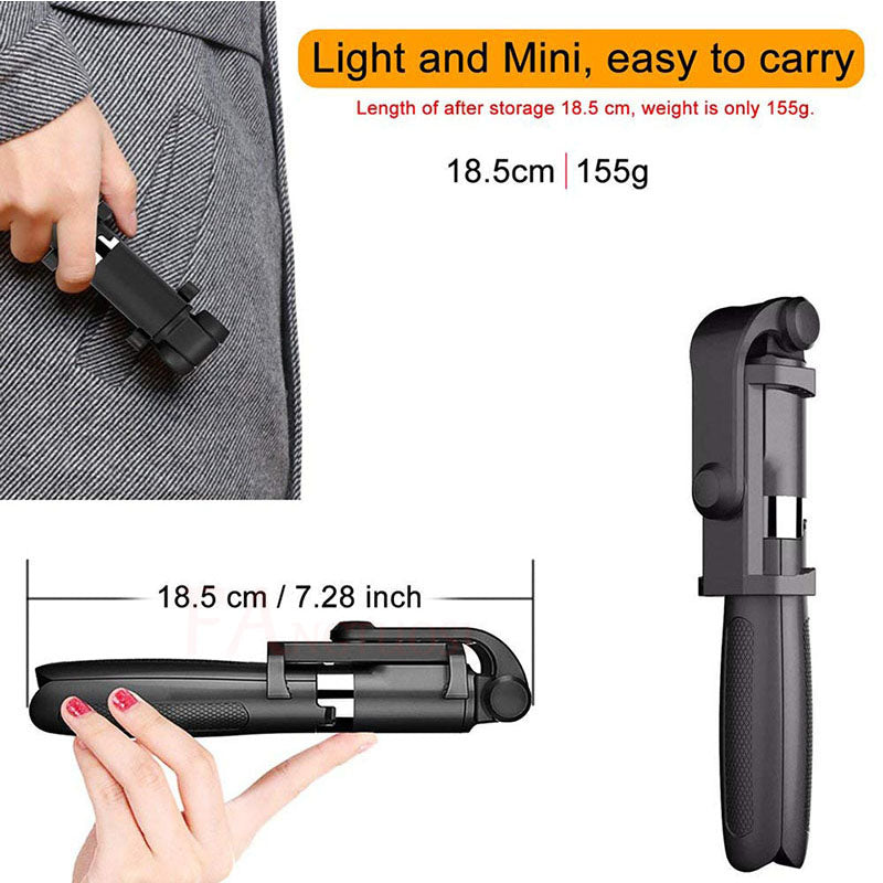 Universal Bluetooth Selfie Stick Tripod with Triangle Phone Holder for Live