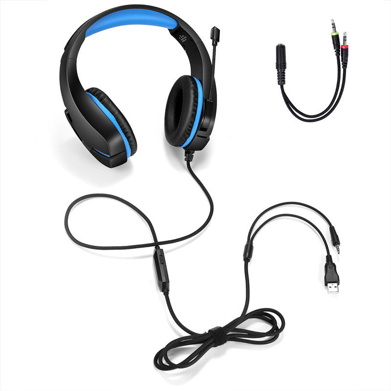 J10 Wired Gaming Headset with Mic LED Lights and Volume Control for PC Laptop