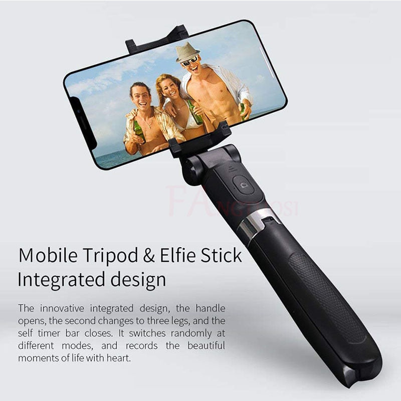 Universal Bluetooth Selfie Stick Tripod with Triangle Phone Holder for Live