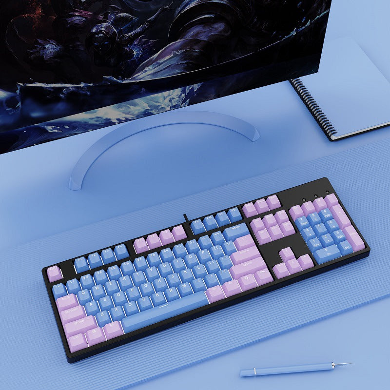Wired Two-Color Mechanical Keyboard with Hot-Swappable Switches