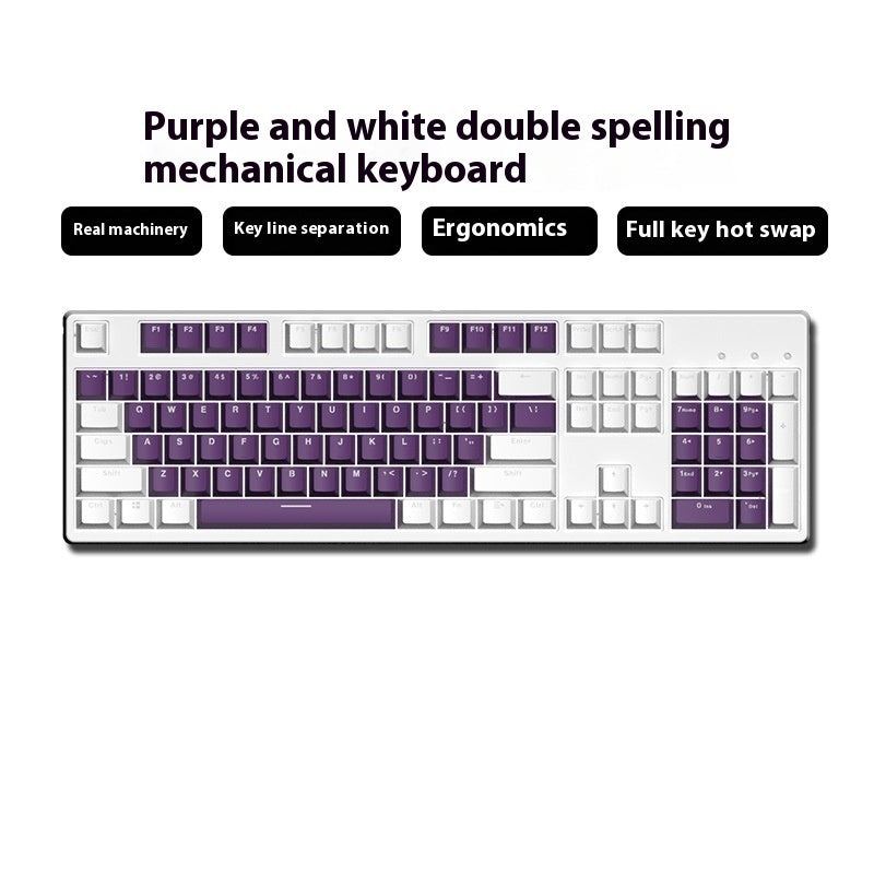 Wired Two-Color Mechanical Keyboard with Hot-Swappable Switches