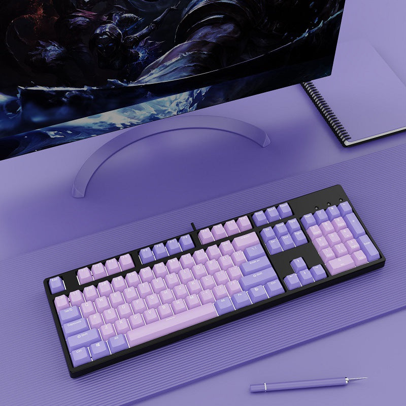 Wired Two-Color Mechanical Keyboard with Hot-Swappable Switches