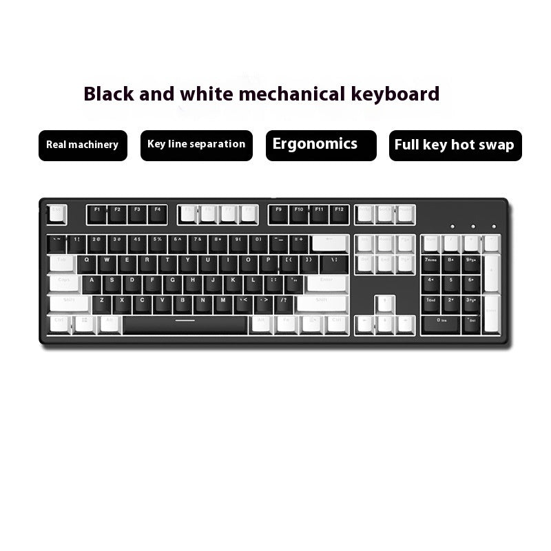 Wired Two-Color Mechanical Keyboard with Hot-Swappable Switches