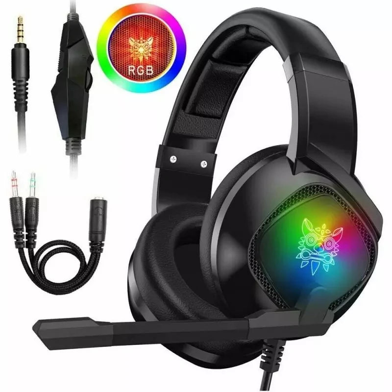 Gaming Over Ear Headset for Xbox One PS4 with RGB and Noise Cancelling Mic