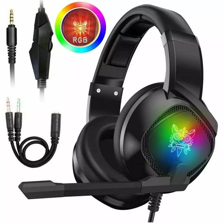 Gaming Over Ear Headset for Xbox One PS4 with RGB and Noise Cancelling Mic