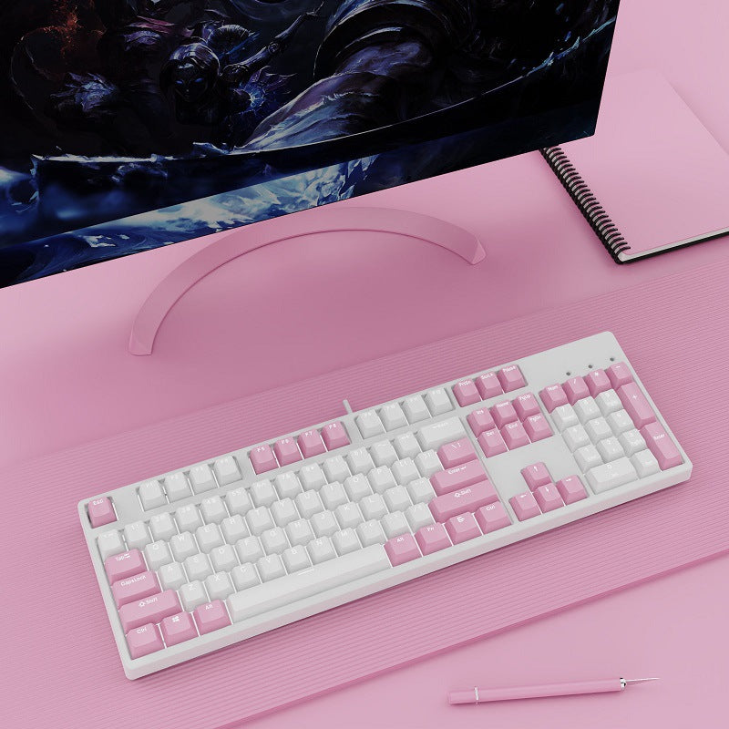 Wired Two-Color Mechanical Keyboard with Hot-Swappable Switches