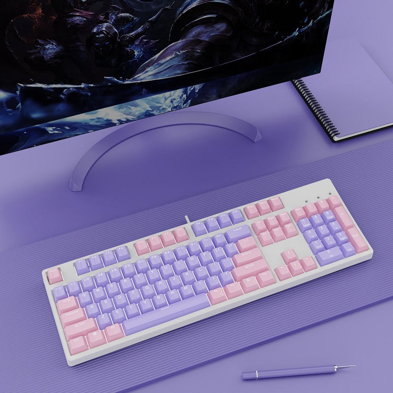 Wired Two-Color Mechanical Keyboard with Hot-Swappable Switches