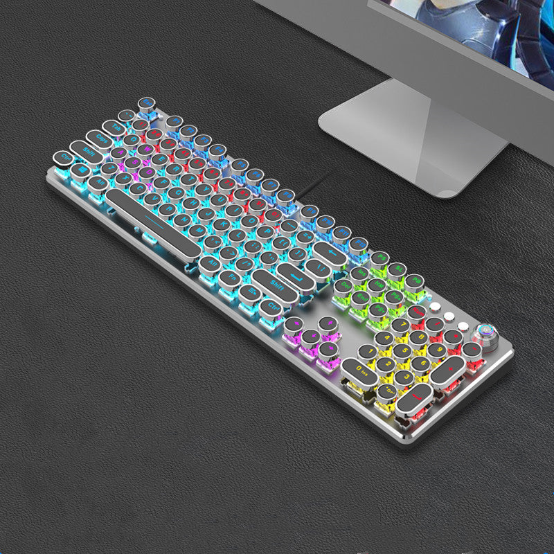 Steampunk 87-Key Wired Mechanical Keyboard and Mouse Set for Desktop and Laptop