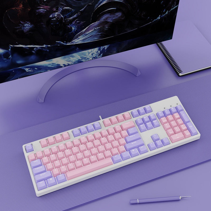 Wired Two-Color Mechanical Keyboard with Hot-Swappable Switches