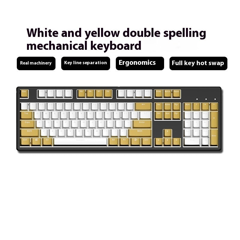 Wired Two-Color Mechanical Keyboard with Hot-Swappable Switches
