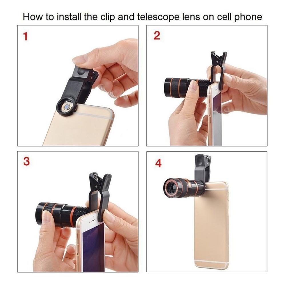 8X HD Clip-On Optical Zoom Telescope Lens for Mobile Phones