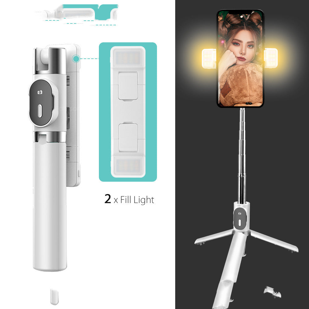 Bluetooth LED Fill Light Selfie Stick with Integrated Tripod for Apple