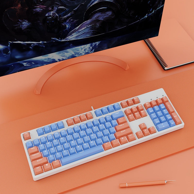 Wired Two-Color Mechanical Keyboard with Hot-Swappable Switches