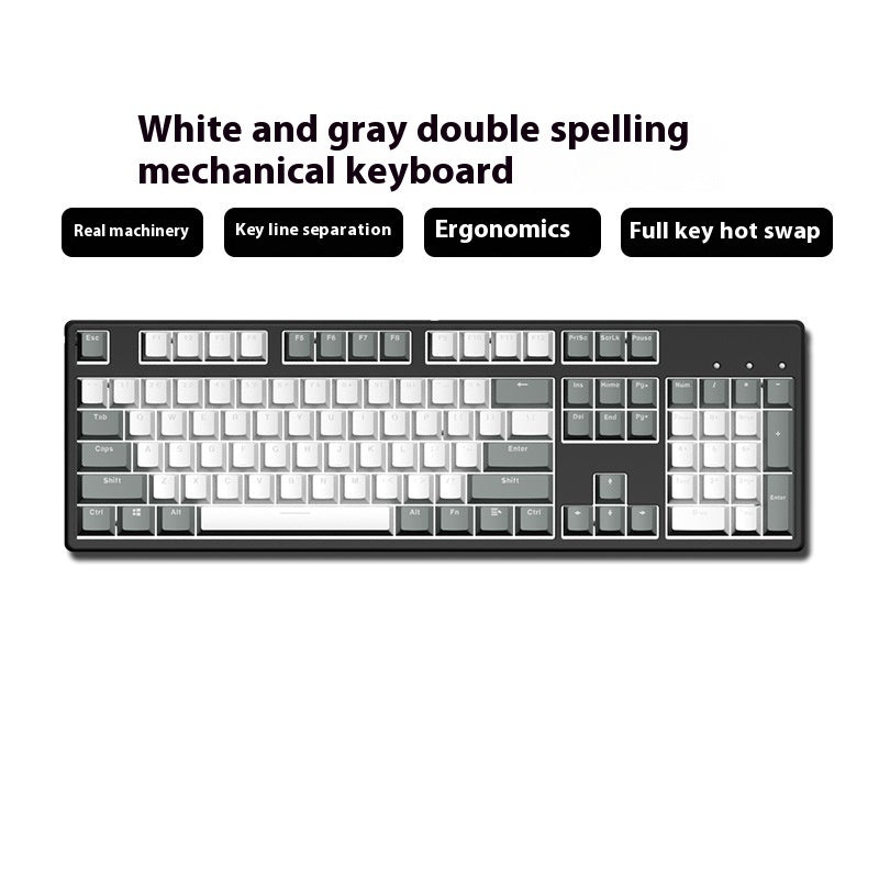 Wired Two-Color Mechanical Keyboard with Hot-Swappable Switches