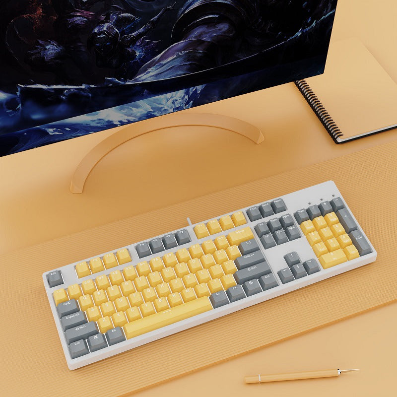 Wired Two-Color Mechanical Keyboard with Hot-Swappable Switches