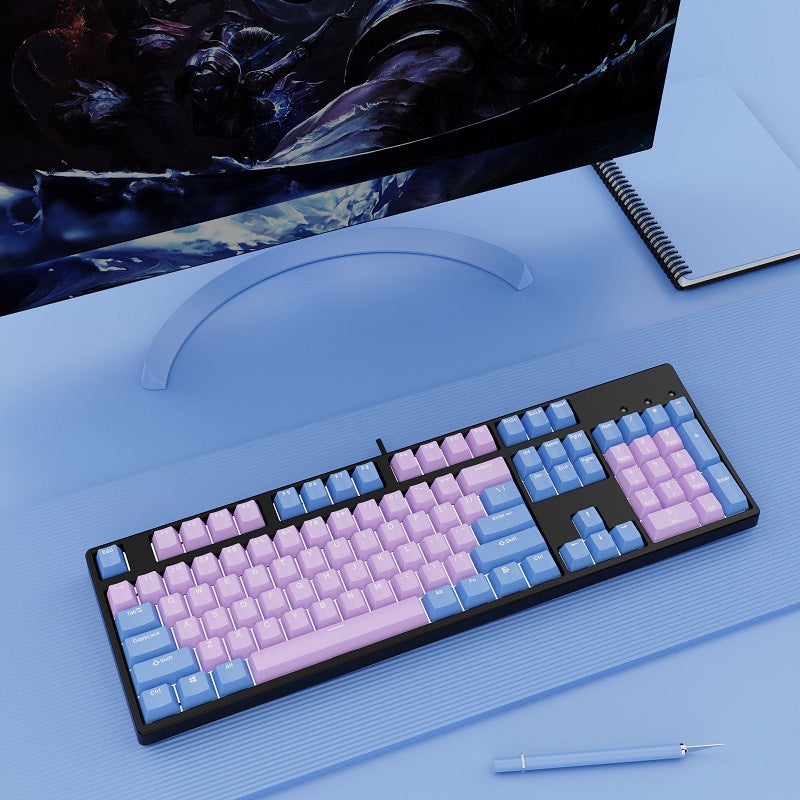 Wired Two-Color Mechanical Keyboard with Hot-Swappable Switches